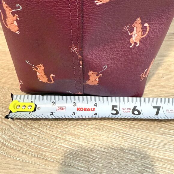 Coach Reversible City Tote Party Cat Print Maroon Berry Canvas Large Classic - Picture 15 of 16